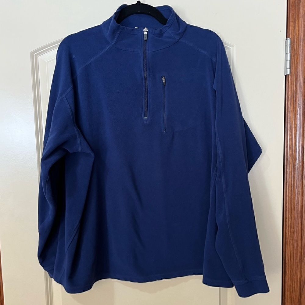 LL BEAN Sweater Regular Blue Fleece Long Sleeve 1/4 Zip Pullover Men’s XL